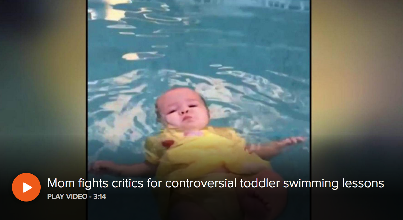 A mother is fighting back after a video of her daughter learning survival swim lessons goes viral.